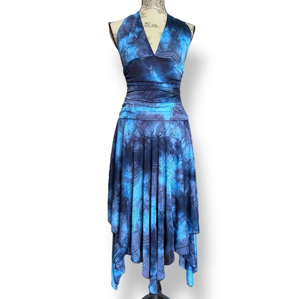 Vintage 90s Blue Ruffled Dress Size S